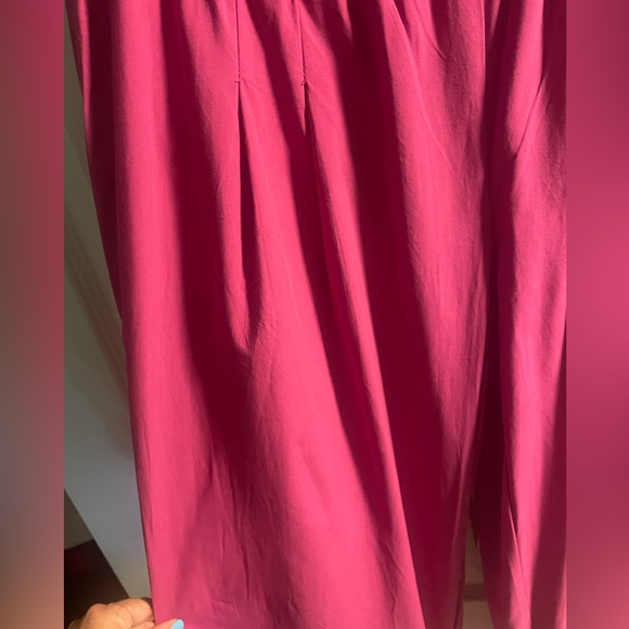 *Last One* Hot Pink Wide Leg Palazzo Linen Pants Smocked Slimming Waist - Picture 6 of 8